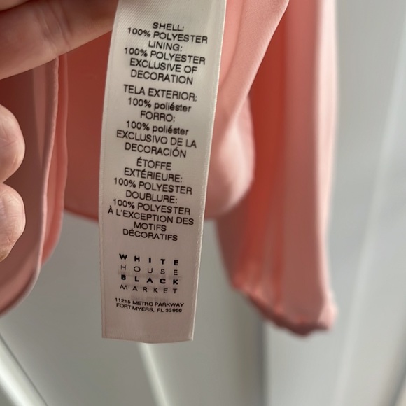 White House Black Market WHBM Soft Pink Dressy Top Blouse Tassels Lined 10 M - Picture 7 of 8